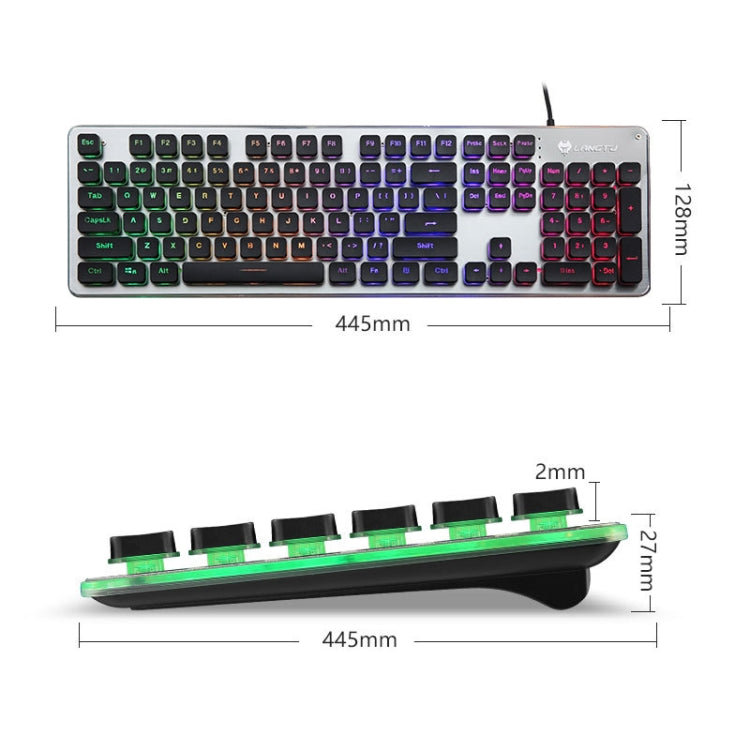 Skanto | LANGTU L1 104 Key USB Home Office Film Backlit Wired Keyboard, Cable Length: 1,6 m (Ice Blue Light Black)