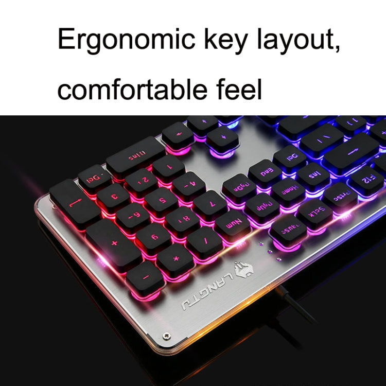 Skanto | LANGTU L1 104 Key USB Home Office Film Backlit Wired Keyboard, Cable Length: 1,6 m (Ice Blue Light Black)