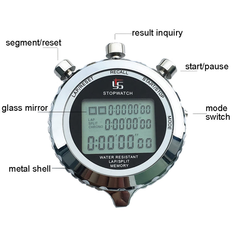 Stopwatch Digital Stainless Steel 3-Line Display | Karnz