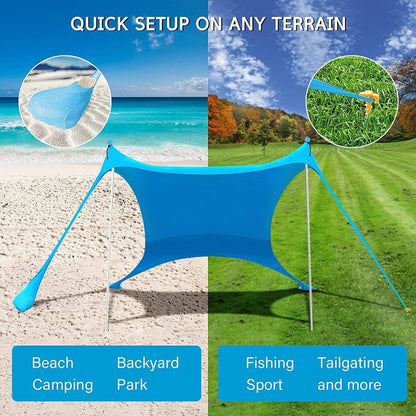 Sandsberg | Outdoor Beach Lycra Pavilion Camping Tent Sunshade Fishing Tent, Size: 210x200x150cm (Lake Blue)