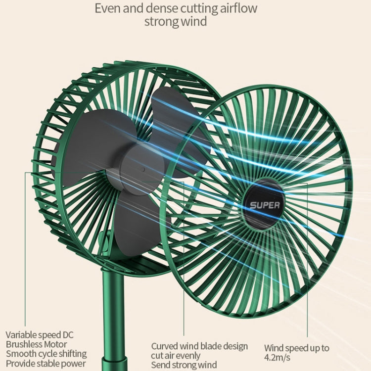 Skanto Portable Folding Fan Retractable Floor Fan, Style: Rechargeable (Green) | Skanto