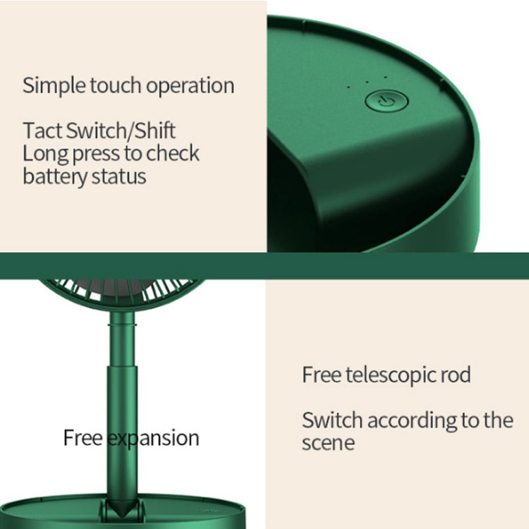 Skanto Portable Folding Fan Retractable Floor Fan, Style: Rechargeable (Green) | Skanto