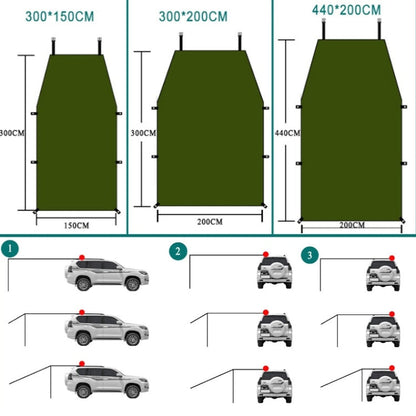 Sandsberg | Outdoor Picnic Camping Tent For The Side Of The Car, Vehicle Rainproof Sunshade Tent 300x200cm (Khaki)