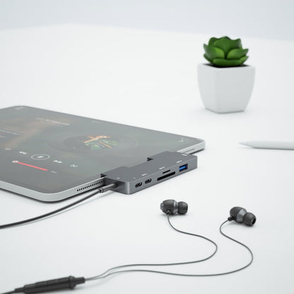 BowLift | For iPad Pro 7-in-1 HDMI 4K + 3.5 mm Audio + SD/TF + 1 USB 3.0 + USB-C/Type-C + PD USB-C Docking Station