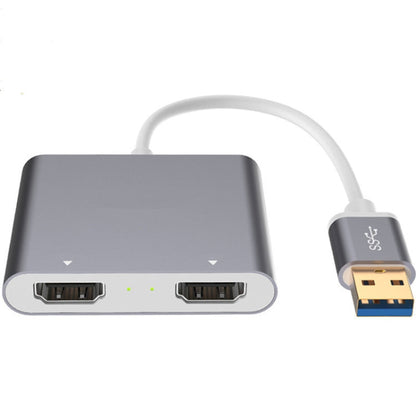 Skanto | USB 3.0 to Dual HDMI High-Resolution Converter 4K USB Same Screen Extension (Gray)
