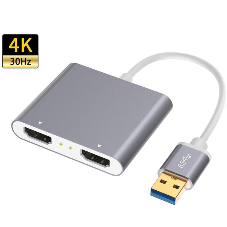 Skanto | USB 3.0 to Dual HDMI High-Resolution Converter 4K USB Same Screen Extension (Gray)