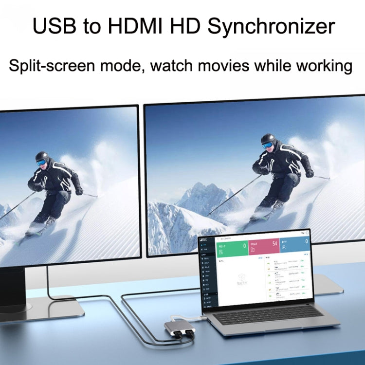Skanto | USB 3.0 to Dual HDMI High-Resolution Converter 4K USB Same Screen Extension (Gray)