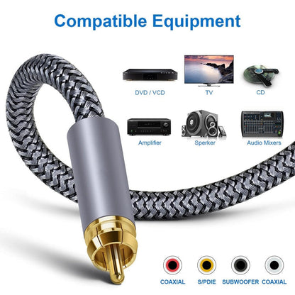 Skanto | 10m Pure Copper RCA Coaxial HIFI Digital Audio Cable SPDIF Subwoofer Speaker Cable (Silver Gray)