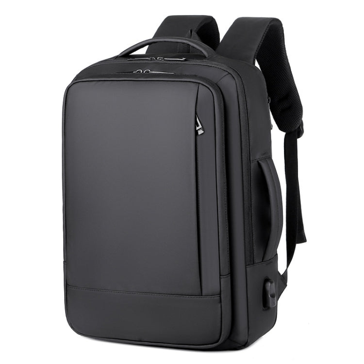 Skanto | Expandable Waterproof Laptop Backpack for Work with USB Port (Black)