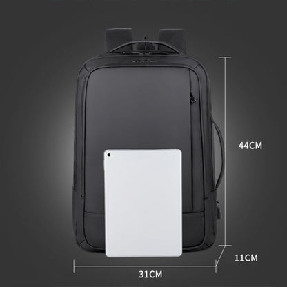 Skanto | Expandable Waterproof Laptop Backpack for Work with USB Port (Black)
