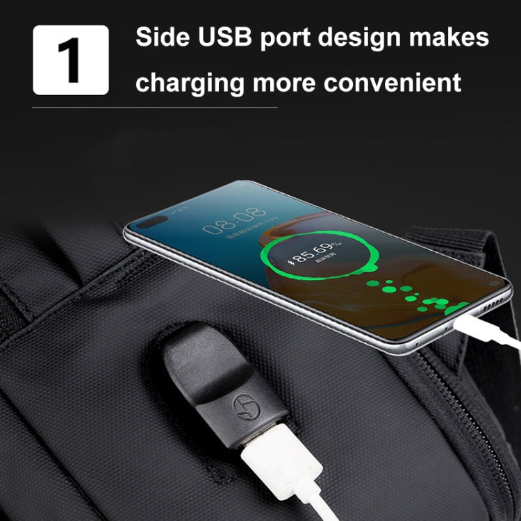 Skanto | Expandable Waterproof Laptop Backpack for Work with USB Port (Black)