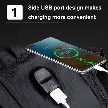 Skanto | Expandable Waterproof Laptop Backpack for Work with USB Port (Black)