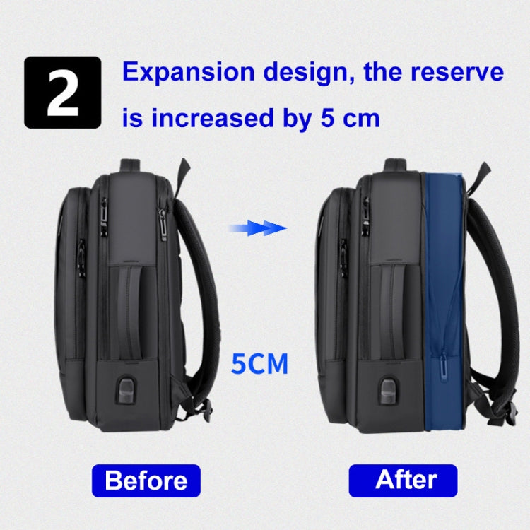 Skanto | Expandable Waterproof Laptop Backpack for Work with USB Port (Black)