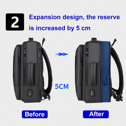 Skanto | Expandable Waterproof Laptop Backpack for Work with USB Port (Black)