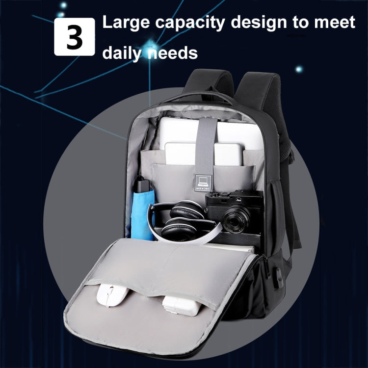 Skanto | Expandable Waterproof Laptop Backpack for Work with USB Port (Black)