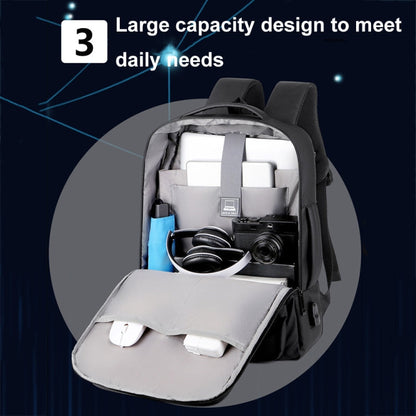 Skanto | Expandable Waterproof Laptop Backpack for Work with USB Port (Black)