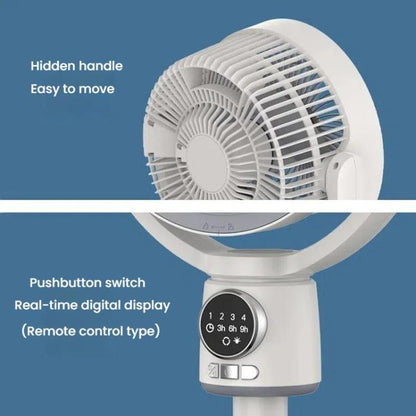 Air Circulation Fan Turbo Light Convection Standing Fan Remote Control Timer Floor Fan, Style: Rechargeable | Bowlift