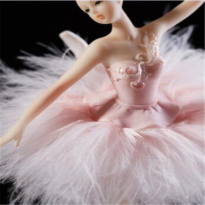 Elegant Refined Ballerina Dance Carousel Feather Music Box (Pink)