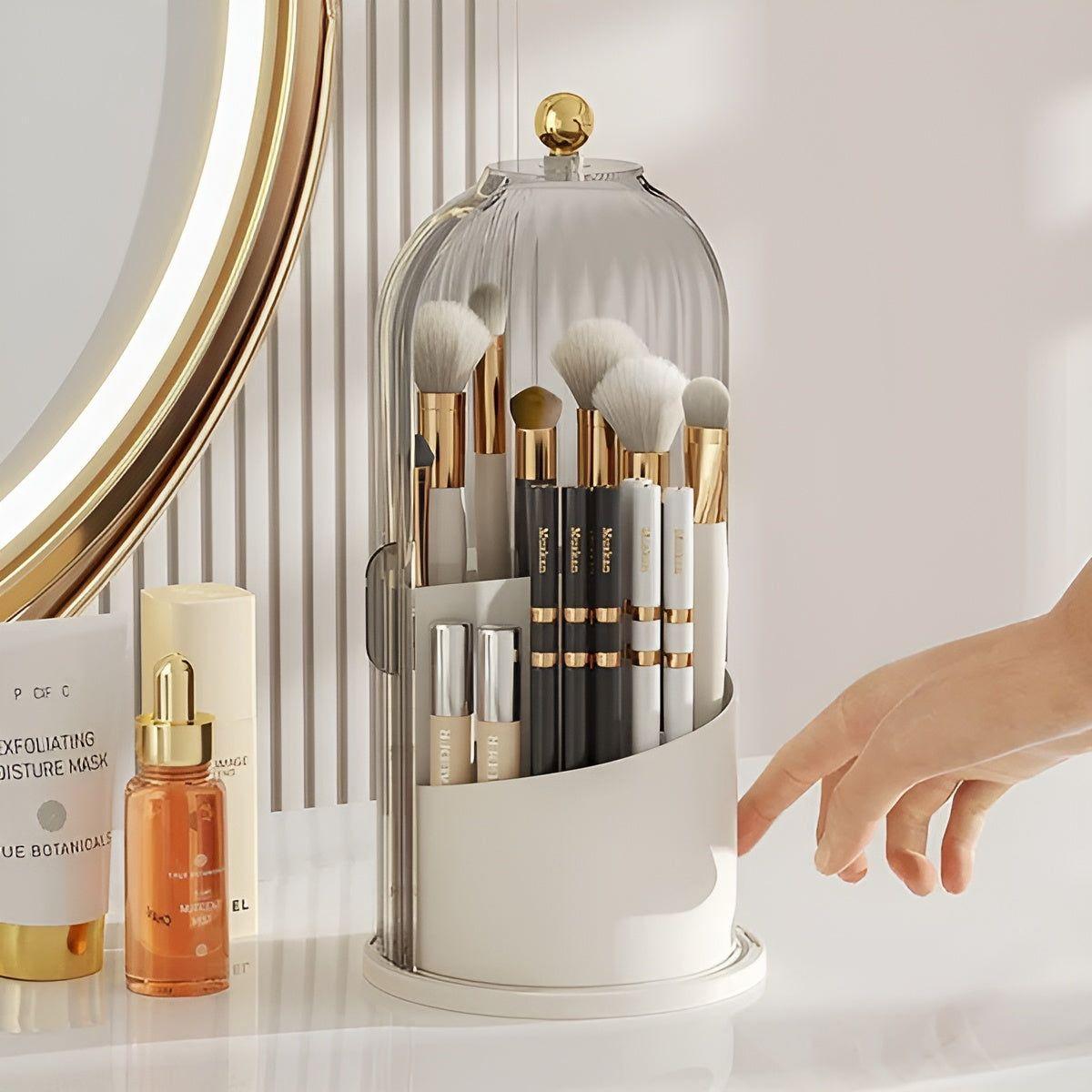 BowLift | Beauty SpinMate – 360° Rotating Makeup Brush Holder & Cosmetic Organiser with Dustproof Lid