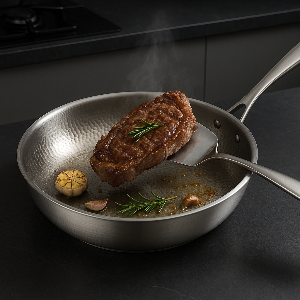 Skanto | Titan Premium Frying Pan – Uncoated Hammered Titanium Pan for All Hobs Including Induction
