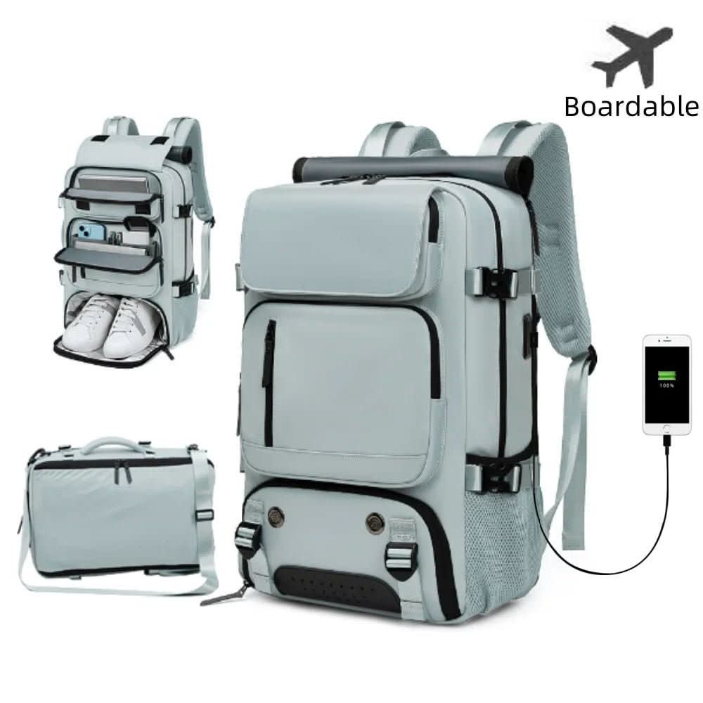 BowLift | Travel backpack with USB connection, shoe compartment & anti-theft compartment