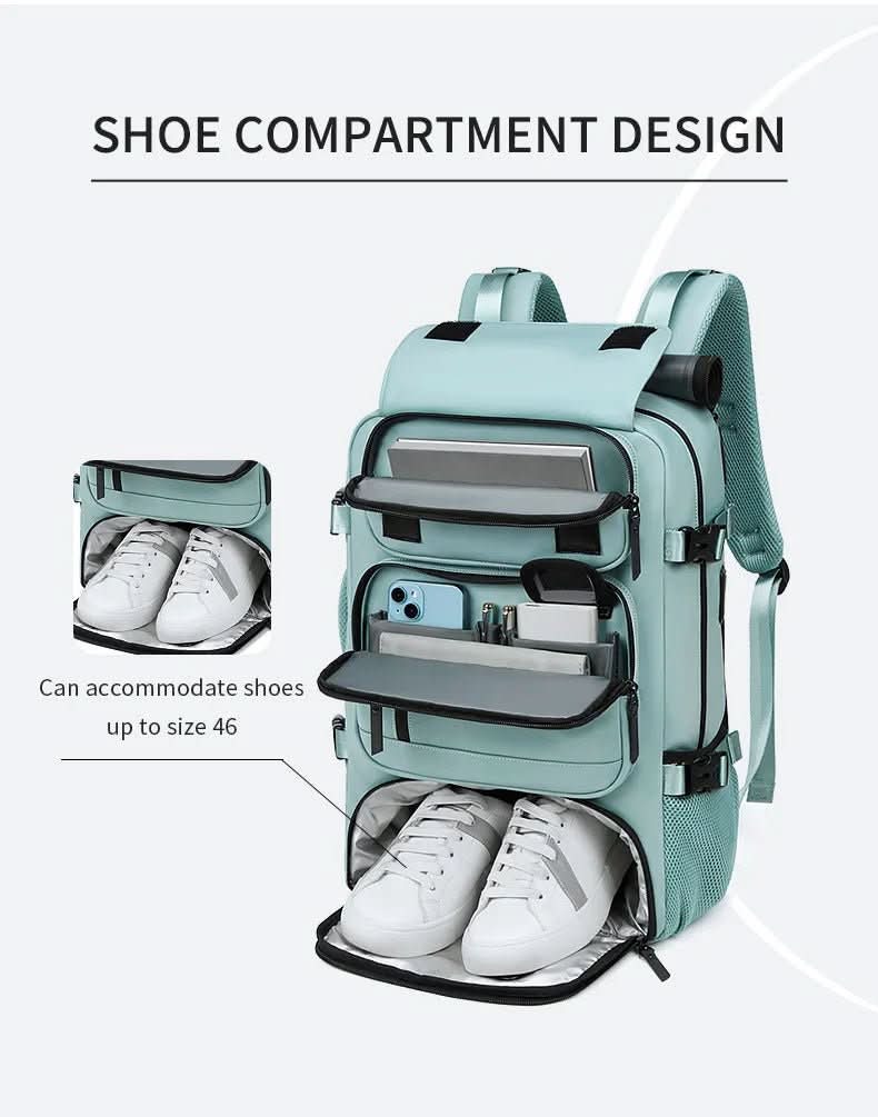 BowLift | Travel backpack with USB connection, shoe compartment & anti-theft compartment