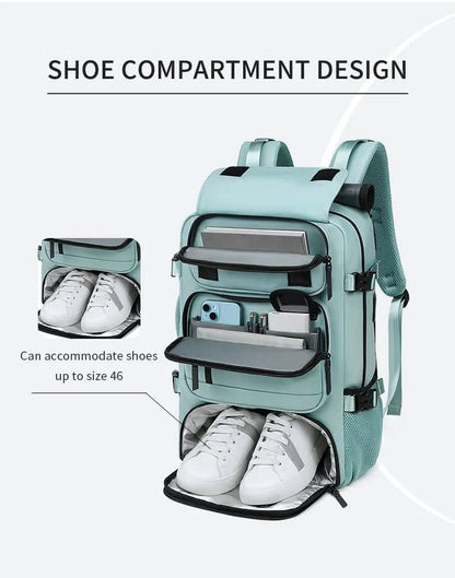 BowLift | Travel backpack with USB connection, shoe compartment & anti-theft compartment