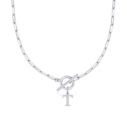 BowLift | Paperclip Letter Initial Circle Lock Clasp Necklace