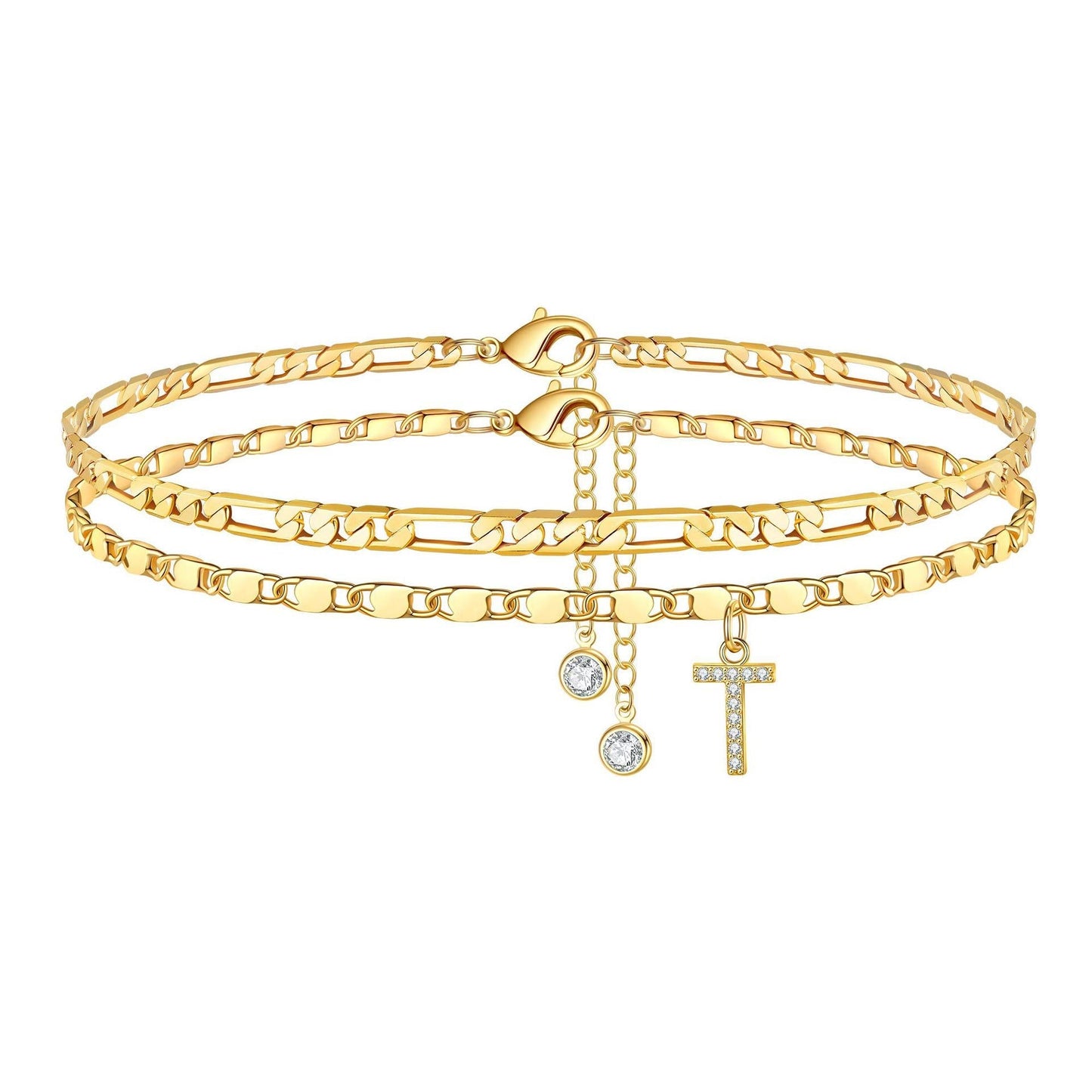 BowLift | 2pc 14k Diamond Letter Initial Anklet