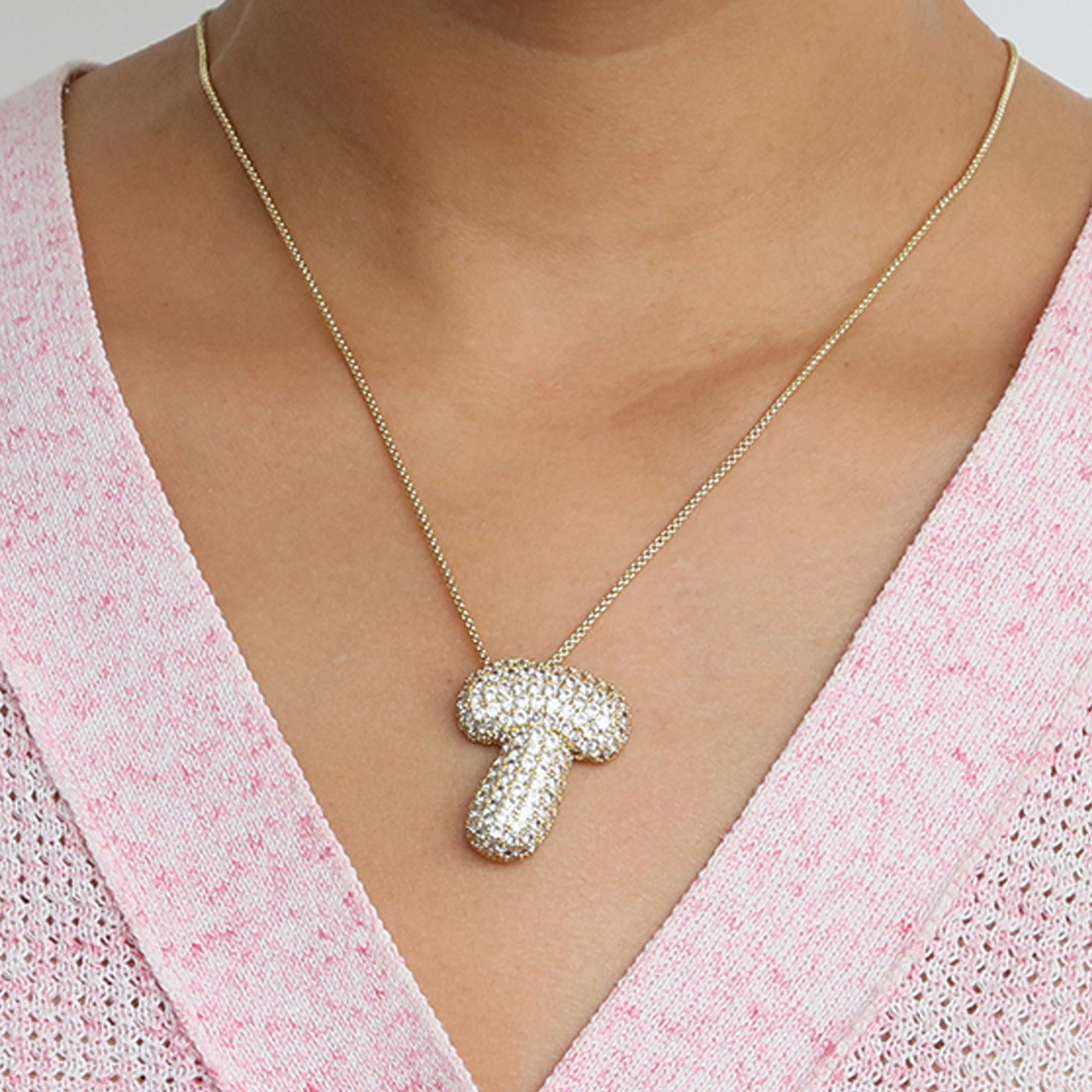 BowLift | Chunky Bubble Diamond Dazzle Initial Necklaces