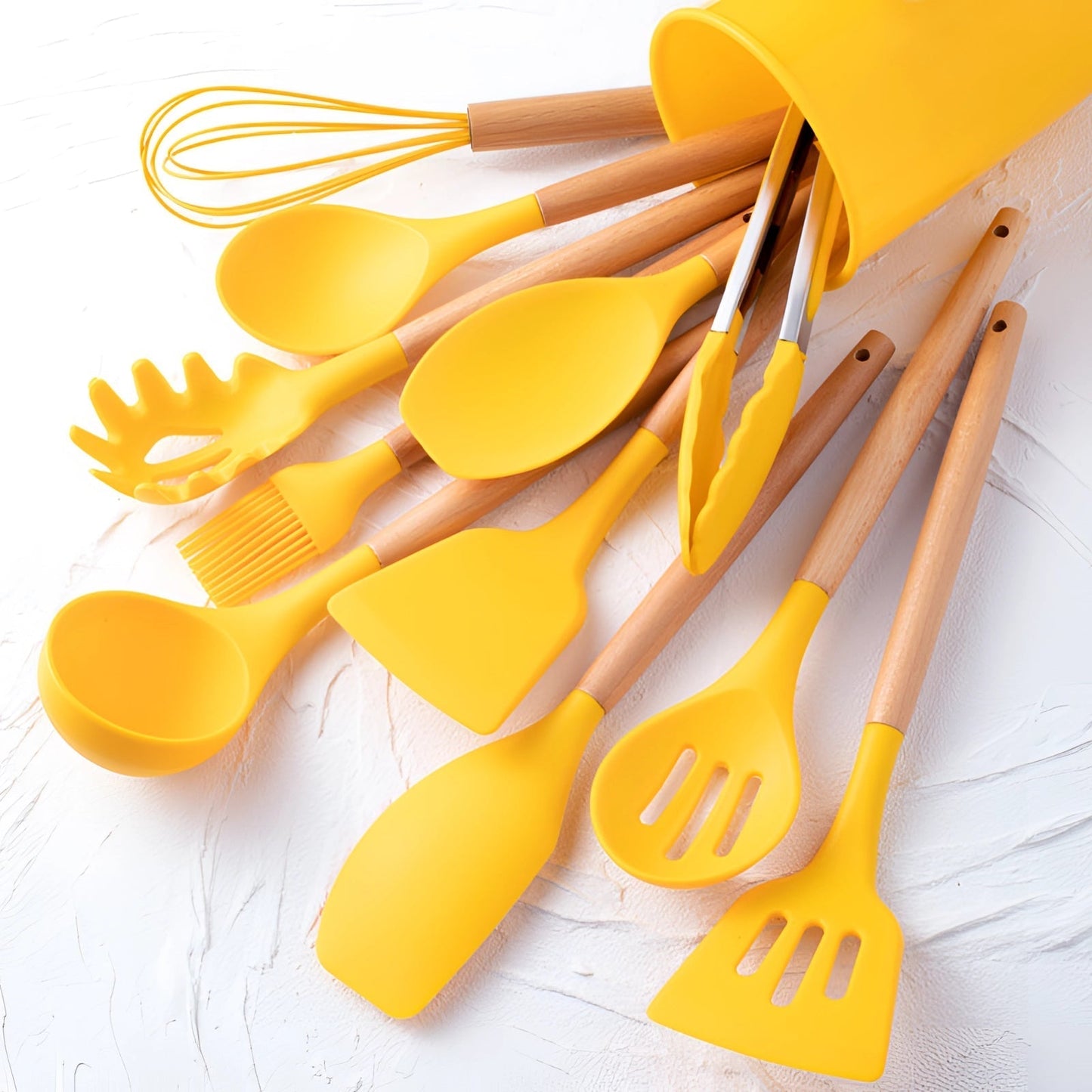 BowLift | Kitchen Utensils Set Silicone Bamboo Cooking Tools