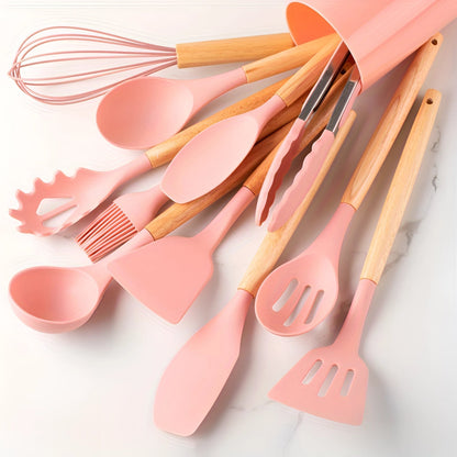 BowLift | Kitchen Utensils Set Silicone Bamboo Cooking Tools