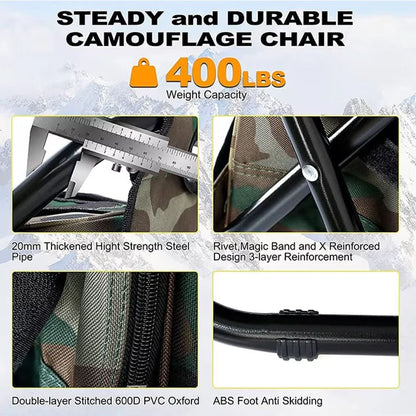 BowLift | 3-in-1 camouflage rucksack with folding chair & cooler compartment