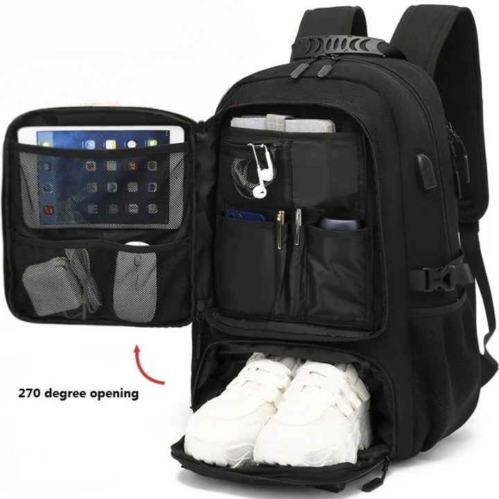 Tech Trek Pro 50-80L The Ultimate Backpack With USB Connection | Bowlift