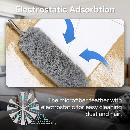 Telescopic duster with extra long microfiber head (3 free replacement cleaning heads)