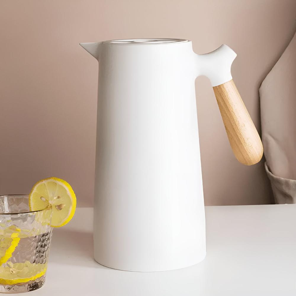 Skanto Skanto | Thermora – Insulated Carafe with Wooden Handle | Stylish Vacuum Flask for Hot and Cold Drinks