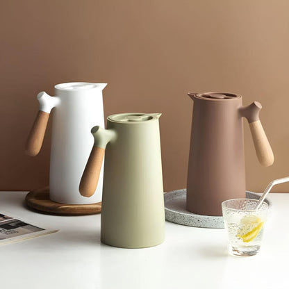 Skanto Skanto | Thermora – Insulated Carafe with Wooden Handle | Stylish Vacuum Flask for Hot and Cold Drinks