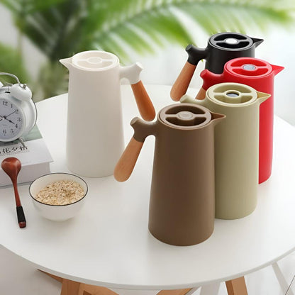 Skanto Skanto | Thermora – Insulated Carafe with Wooden Handle | Stylish Vacuum Flask for Hot and Cold Drinks