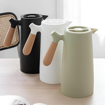 Skanto Skanto | Thermora – Insulated Carafe with Wooden Handle | Stylish Vacuum Flask for Hot and Cold Drinks