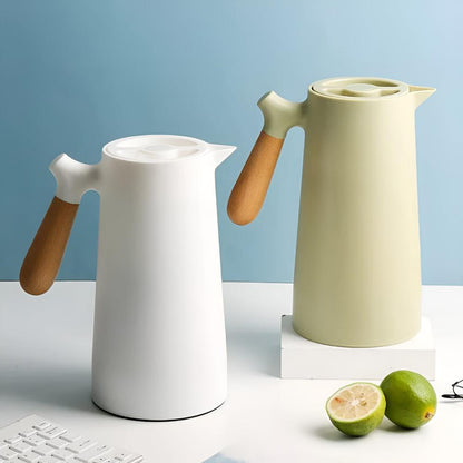 Skanto Skanto | Thermora – Insulated Carafe with Wooden Handle | Stylish Vacuum Flask for Hot and Cold Drinks
