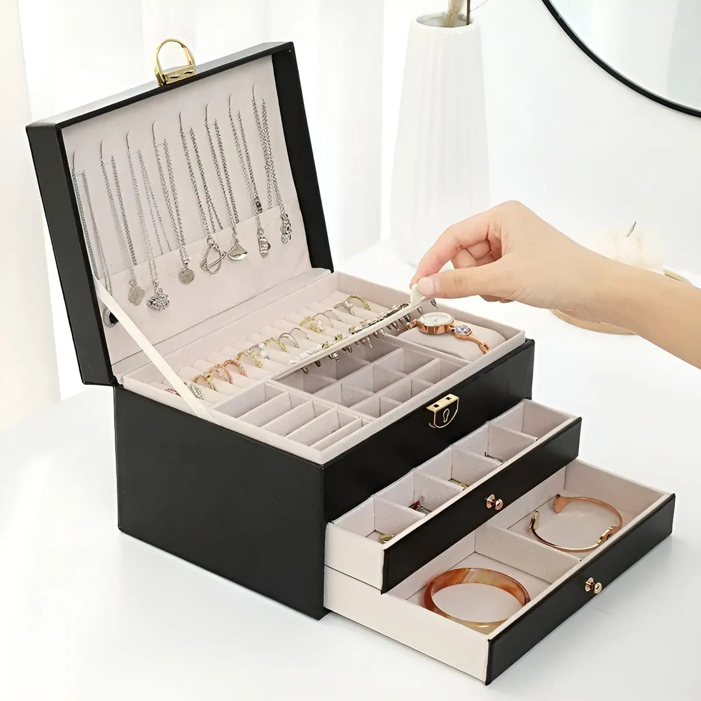 Skanto | EleganceBox Luxury Jewelry Box – Multiple Storage Boxes for Jewelry