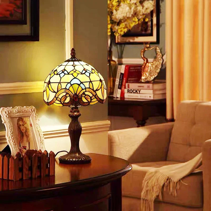 Skanto | Tiffany Desk Lamp | LED E27 | Colorful Handmade Glass
