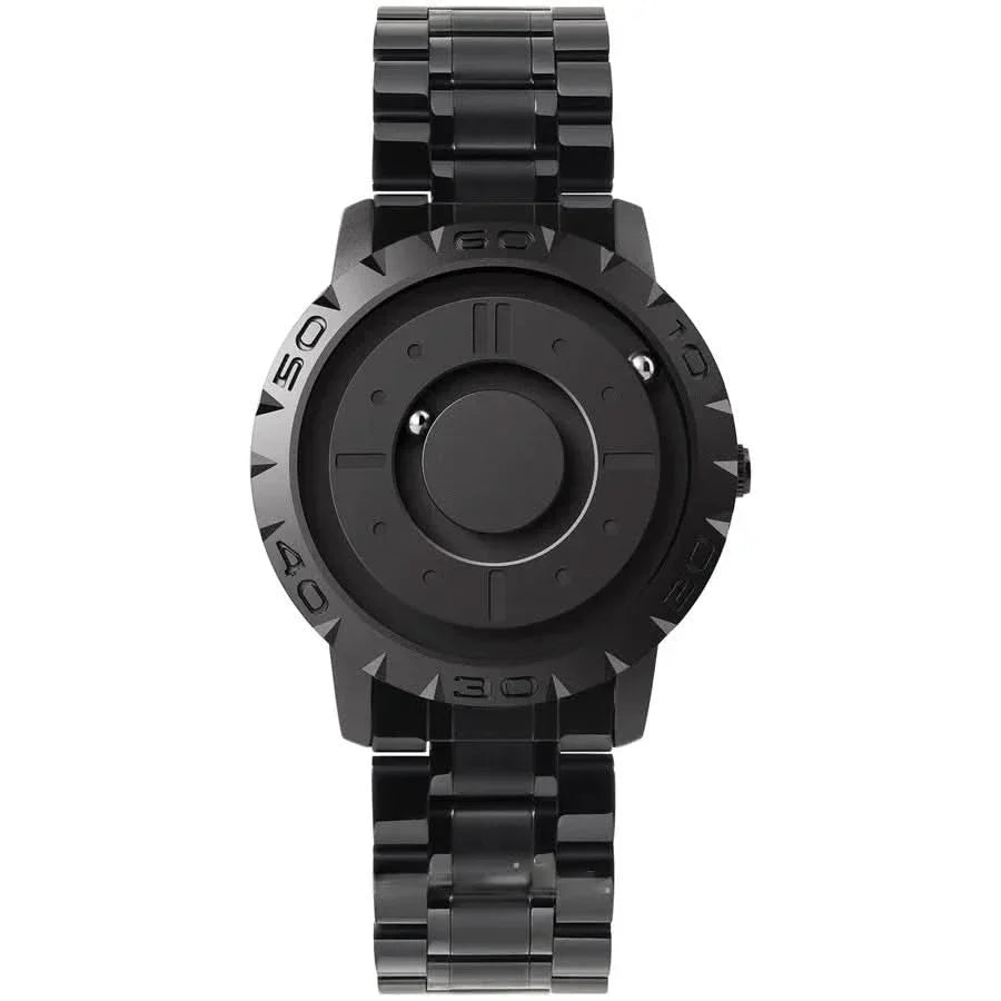 BowLift | Magnetic ball watch with stainless steel case & mesh bracelet - Futuristic time display for technology lovers