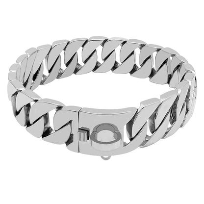 Brehn | KrachtNeck Metal Dog Collar – Robust Stainless Steel Collar for Large Dogs