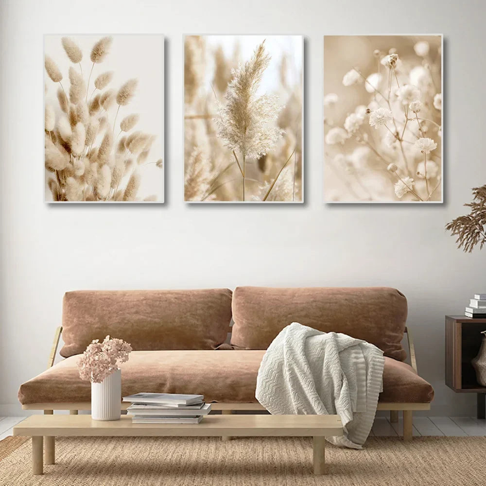 Calming Seagrass Beach Coastal Landscape Wall Art Fine Art Canvas Print Scandinavian Images of Serenity for Inspiring Living Room Decor | Skanto