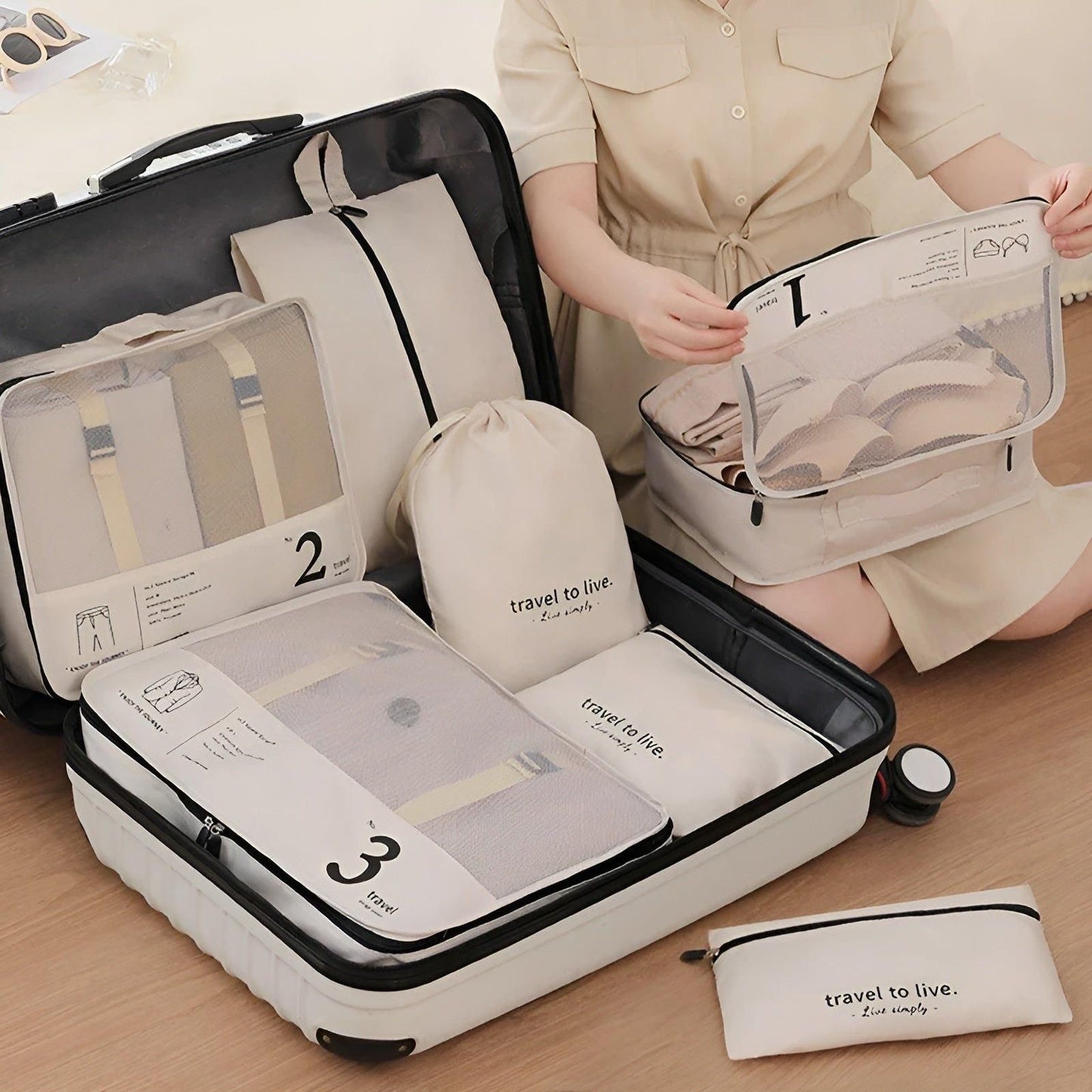 BowLift | 7-Piece Travel Packing Cube Set – Lightweight Compression Travel Organiser Bags for Suitcase & Luggage