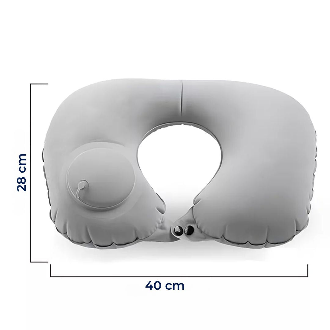 TravelThrive | Inflatable Travel Neck Pillow – Adjustable Firmness – Soft Velvet Cover – Neck Pain Relief – Compact for All Journeys Bowlift