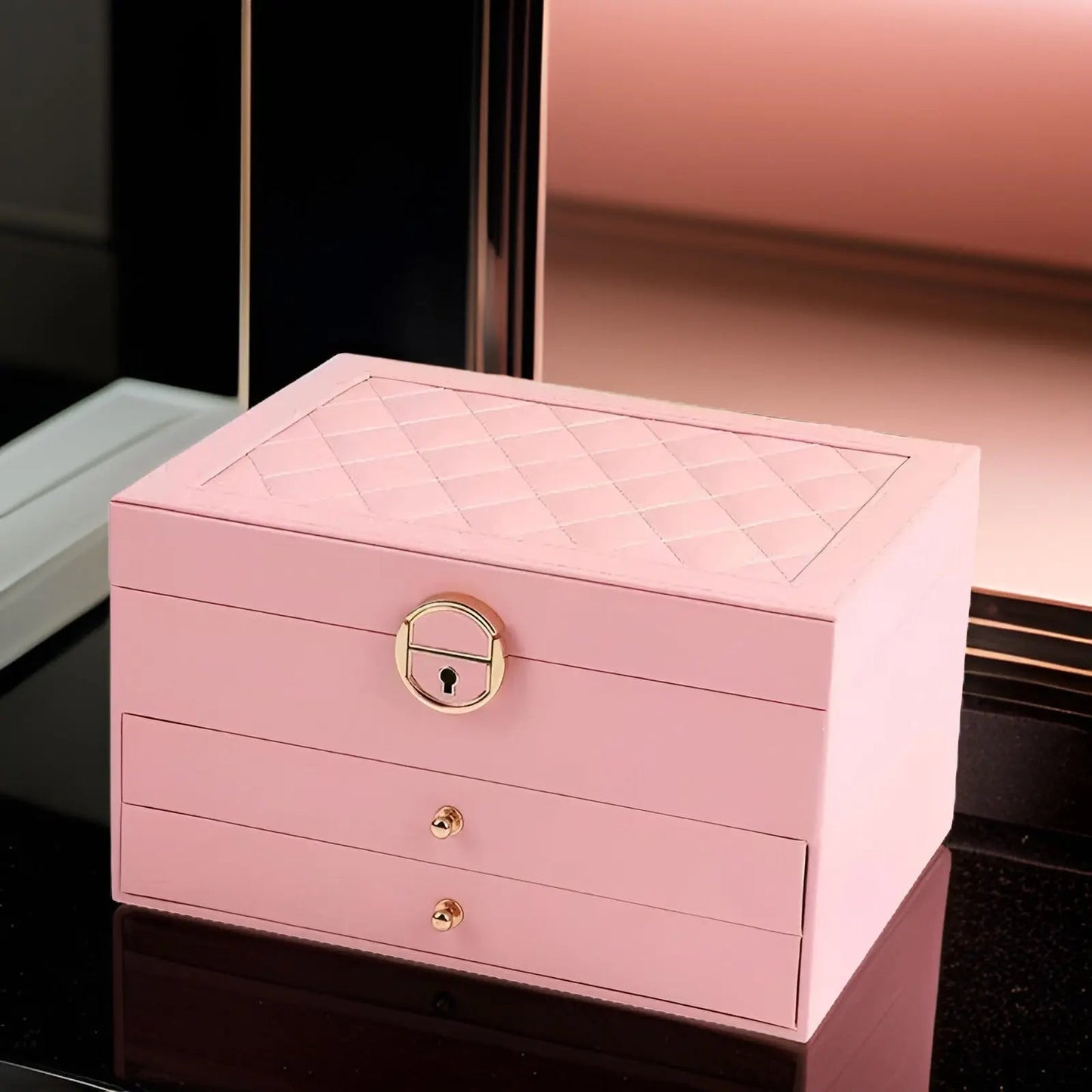 Skanto | EleganceBox – Luxurious Multi-Layer Jewelry Organizer in Premium PU Leather