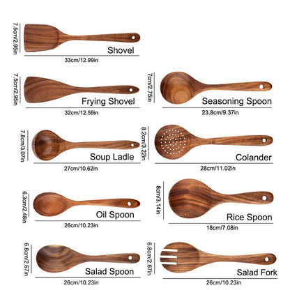 Skanto | Elegant Organic Teak Kitchen Utensil Collection for Every Chef - Non-Scratch & Easy to Clean
