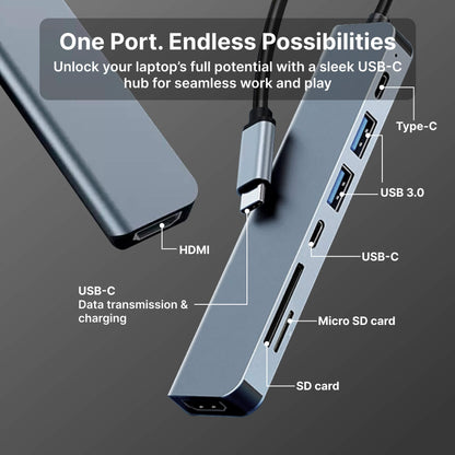 BowLift | USB-C To USB Adapter Hub & Multiport Adapter - MacBook Pro & Air Compatible - HDMI, USB, SD Card Reader & More